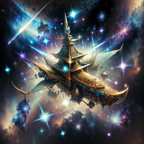 <lora:BaliPunkAI:.9> BaliPunkAI spaceship in space, stars