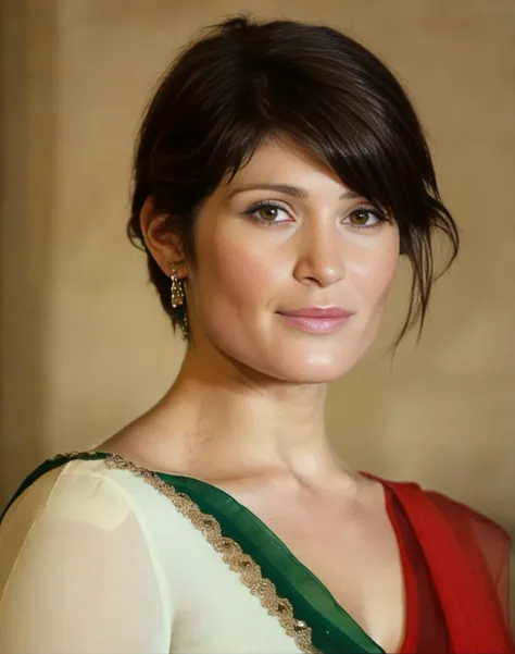 GemmaArterton,<lora:GemmaArtertonSDXL:1>,woman wearing saree, background blur, portrait