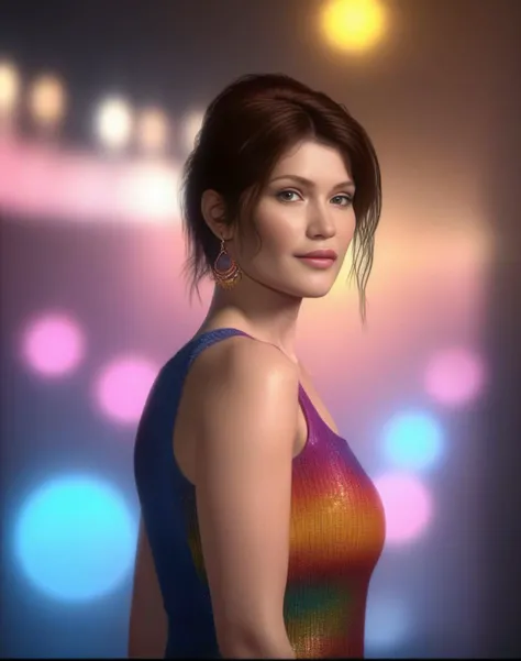 GemmaArterton,<lora:GemmaArtertonSDXL:1>female, realistic photo, bokeh.2</photo photorealistic'by greg rutkowski and alphonse much detail intricate face details"face_up fantasy artstation trending dramatic lighting concept design contest winner octane render " most beautiful image on the 2d side portrait by Greg Rutkowki vivid colors natural light sharp focus digital painting illustration pastel vibrant neon color scheme 4D rendered in cinema4tikal blackpink gold yellow white pink rainbow blue orange teacol bright volumetric dynamic cinematic epic scene of a man with an extremely high energy is running away from his body inside her bedroom holding hands wearing sun