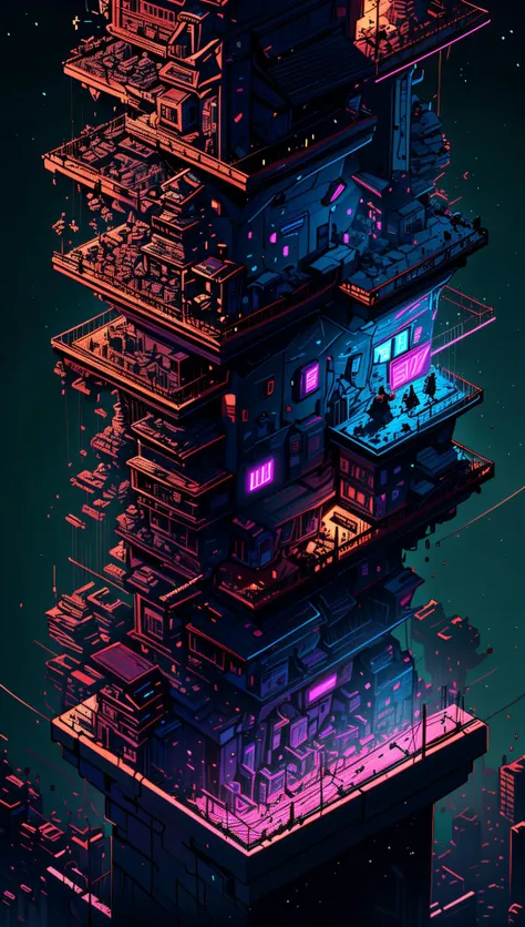 ((Best quality)), ((masterpiece)), (highly detailed:1.3), 3D,(Isometric:1.4),No Humans,StackedCityAI, Welcome to NeoCircuit, a sprawling megacity where neon-lit skyscrapers pierce the night sky and luminescent circuitry weaves through every facet of life. In this isometric cyberpunk metropolis, where reality intertwines with the digital realm, you find yourself at the heart of a thrilling conspiracy.As you navigate the dizzying streets, your eyes are drawn to the mesmerizing glow of the elevated data highways that crisscross the cityscape. Streams of vibrant light pulse with information, connecting the denizens of NeoCircuit to a world of limitless possibilities. The isometric view reveals the city's intricate layers, showcasing the bustling streets, towering arcologies, and clandestine alleyways that hide both secrets and opportunities.But within this neon-lit labyrinth, something sinister lurks in the shadows. The city's power brokers, elusive hackers, and corrupt corporations vie for control, employing advanced technology to manipulate the city's inhabitants. A powerful AI, known as the Oracle, pulls the strings from the depths of cyberspace, its true intentions veiled in enigma.You, an unlikely protagonist, possess unique skills that make you a target and a potential savior. Equipped with a cutting-edge neural implant and augmented reality interface, you possess the ability to unravel the city's mysteries and expose the truth behind NeoCircuit's dark underbelly. The isometric perspective captures the city's sprawling complexity, offering glimpses into hidden corners and secret hideouts, each holding clues to the grand puzzle that awaits.As you delve deeper into the neon-drenched underworld, you encounter a diverse cast of characters, each with their own motivations and agendas. Street-level hackers, rogue operatives, and enigmatic rebels become your allies and adversaries in this high-stakes game of survival. The isometric view allows you to strategize your every move, from navigating perilous rooftops to hacking into secure mainframes, as you gradually uncover a web of corruption that stretches far beyond what you initially imagined.Within the neon-infused cyberpunk tapestry of NeoCircuit, you will confront thrilling challenges and make choices that shape not only your own fate but also the destiny of the entire city. Will you expose the truth and ignite a revolution against the oppressors? Or succumb to the allure of power and become a puppet in the hands of those who manipulate the digital realm? The isometric view grants you a panoramic perspective, urging you to tread carefully as you decide which path to embrace,HDR (High Dynamic Range),Ray Tracing,NVIDIA RTX,Super-Resolution,Unreal 5,Subsurface scattering,PBR Texturing,Post-processing,Anisotropic Filtering,Depth-of-field,Maximum clarity and sharpness,Multi-layered textures,Albedo and Specular maps,Surface shading,Accurate simulation of light-material interaction,Perfect proportions,Octane Render,Two-tone lighting,Low ISO,White balance,Rule of thirds,Wide aperature,8K RAW,Efficient Sub-Pixel,sub-pixel convolution,luminescent particles <lora:StackedCityAI:0.75>