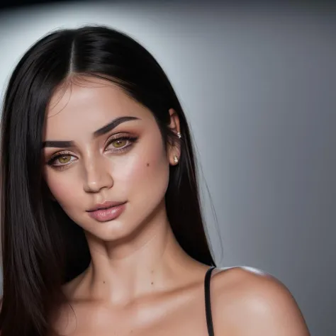 Upper half body wearing a sweater ((stunning)) <lora:anaarmas1-10:1> ((looking over her shoulder)) wearing a black choker with (black:1.5), ((highly detailed eyes)), ethereal, seductive, ((perfect eyes)), (glossy lips), model, angelic, photorealistic, full, 4K, trending on artstation,( masterpiece)