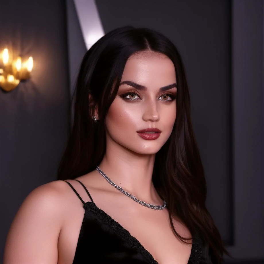 Upper half body ((stunning)) <lora:anaarmas1-10:1> wearing a black choker with (black:1.5), ((highly detailed eyes)), ethereal, seductive, ((perfect eyes)), (glossy lips), model, angelic, photorealistic, full, 4K, trending on artstation,( masterpiece)