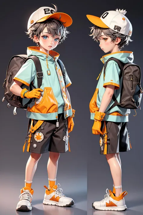 <lora:å¤ä»1:0.9>,mn,1boy,male focus,hat,shorts,backpack,gloves,bag,