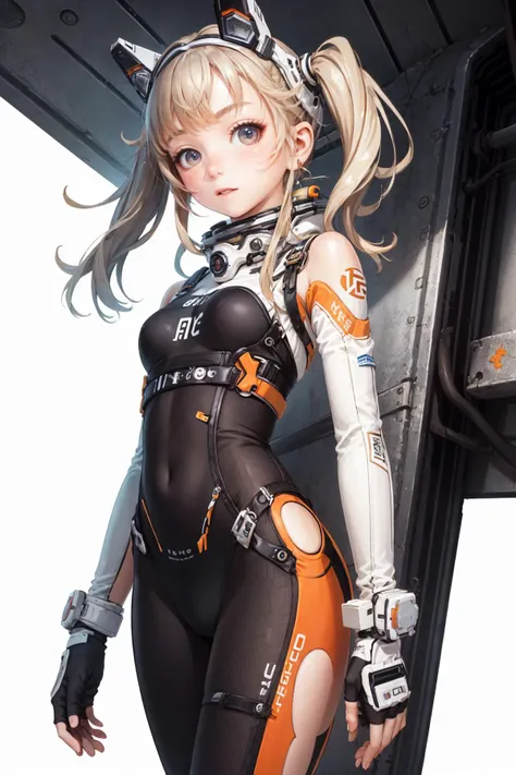 [(white background:1.8)::5],(Simple background:1.8),(masterpiece,best quality),1girl,solo,(JC:1.2),(petite:1.5),Tachie,standing,lower leg out of frame,
BREAK
(cyberpunk,science fiction,post-apocalypse,anime character),(spacesuit:1.2),Long twintails,tube top,gloves,smile,bangs,(headgear:1.6),white footwear,id card,
BREAK
Hyper realistic painting,kawayi,(earlyteen:1.75),(sexy:1.25),(medium breasts:1.2),(finely detail,ultra-detailed:1.15),(best composition:1.25),(an extremely delicate and beautiful:1.05),Studio light,(volume lighting:1.5),bloom effect,light particles,dynamic angle,Oily skin,(extremely detailed CG unity 8k wallpaper:1.05),(exquisite illustrations:1.05),(highres:1.05),(layering:1.05),8k,UHD,(HDR:1.5),
BREAK
<lora:Range_murata_style_v02:0.8>,<lora:SR_techwear_v1.0:0.5>,jn,<lyco:neg4all_bdsqlsz_V3.5:1>,