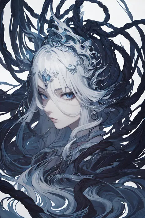 1girl,<lora:monster:0.2>monster,white theme,
Zen Wind Painting,Indian Style,Coiled Line,Entwine,
(masterpiece,best quality, official art, beautiful and aesthetic:1.2),
depth of field,<lora:gufeng:0.3>