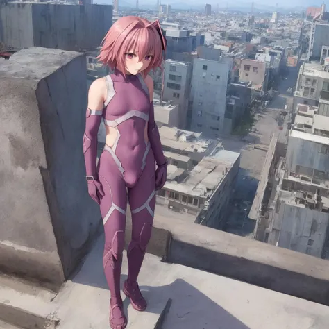 (aesthetic:0), (quality:0), (solo:0), (boy:0),  <lora:asagisuit1:0.9>, [purple_bodysuit], [[flat]], [bulge], [[braid]], (astolfo:0.98), [[[[rooftop]]]]