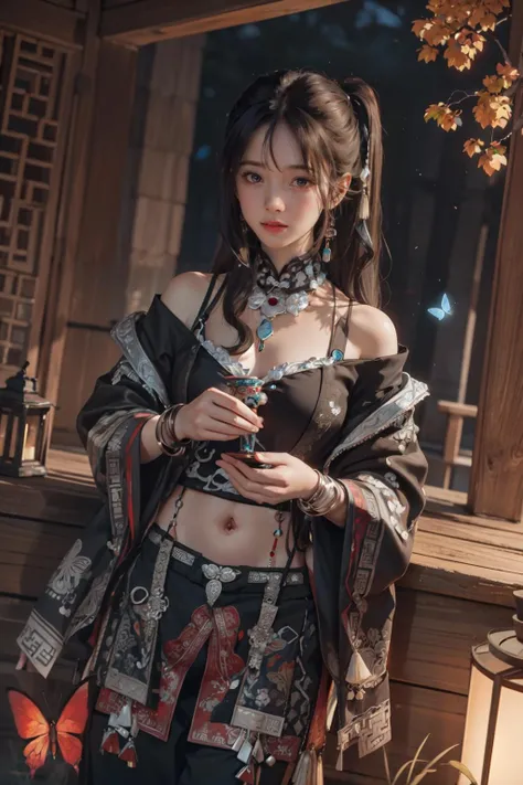 击复制
masterpiece, best quality, 8k, side lighting, cowboy shot, Hair tie, (1girl:1.3), (looking at viewer:1.3), long hair, clavicle, (jewelry:1.3), bracelet, long sleeves, tattoo, particles, butterfly, outdoors, chinese ancient architecture, tree, <lora:miaozunan4:0.8>,
