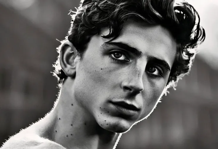 Timothe Chalamet a man <lora:Timothe-Chalamet:1>, homoerotic shirtless photoshoot, realistic, 8k, dslr quality, bokeh , stunning photography, detailed face,
