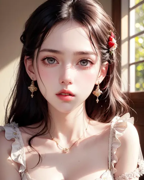 Best Quality, Masterpiece, Ultra High Resolution, (Realisticity: 1.4), Original Photo, 1girl, Pink Off-the-Shoulder, Cinematic Lighting