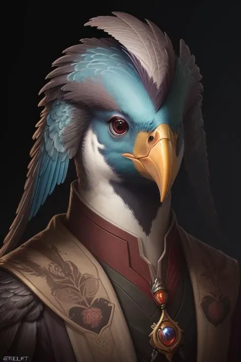 ((best quality)), ((masterpiece)), (detailed), <lora:Stelport_v1.0.0_A:1>, portrait of a avian, stelport