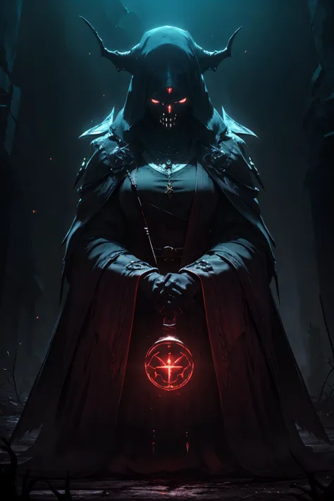 highres, masterpiece, perfect lighting, bloom, cinematic lighting, adult, female, looking at viewer, <lora:Dark_Knight_MINI:1> DRK_Glam, dark armor, wearing DRK_Glam <lora:UnlimitedBladeWorks1.6:1> Scythe, holding, weapon, holding weapon, smug, smirk, angry, ancient temple, dark magic, ominous, rituals, arcane symbols, shadowy, eerie, mystical, foreboding, ancient artifacts, sacrificial, cryptic inscriptions, forbidden knowledge, occult practices, mysterious energy, esoteric, sinister, hidden power, eerie atmosphere, cursed, enchanted, otherworldly, malevolent, haunting, supernatural, ancient rituals
