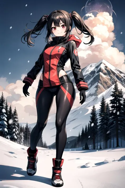 skiing、beautiful mature woman、buttocks emphasis、Upper body