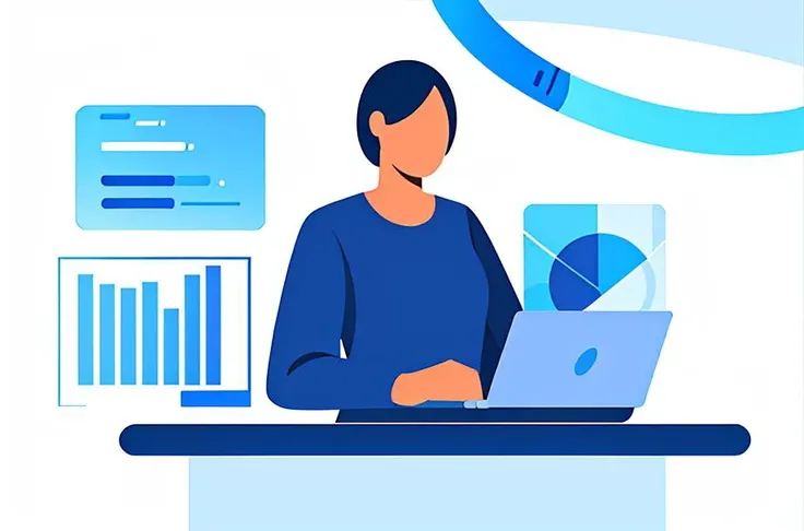 (masterpiece, best quality:1.3), 8k, 1girl, solo, upper body, standing, laptop, computer, faceless, white background, data chart, data, pie chart, flat color, no lineart, flat illustration, Vector diagram, minimalism, <lora:business data flat-v1.2:0.8>