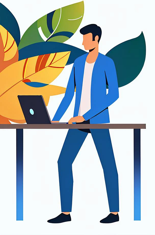 (masterpiece, best quality:1.3), 8k, 1boy, solo, (full body:1.1), standing, laptop, computer, faceless, white background, data chart, data, leaf, flat color, no lineart, flat illustration, Vector diagram, minimalism, <lora:business data flat-v1.2:0.8>