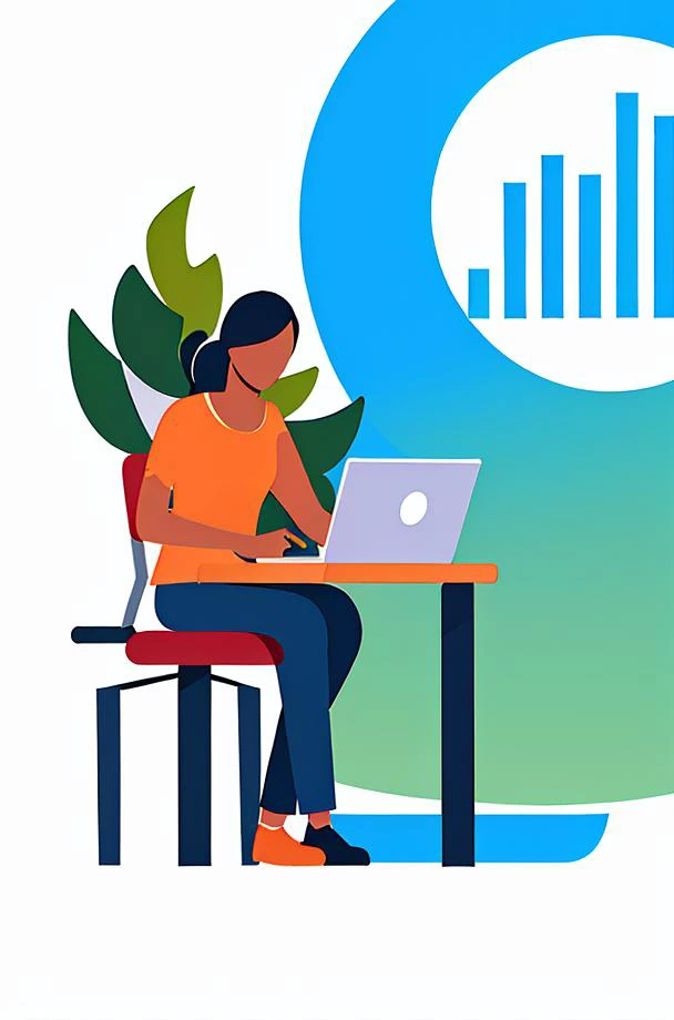 (masterpiece, best quality:1.3), 8k, 1girl, solo, (full body:1.1), standing, laptop, computer, faceless, white background, data chart, data, leaf, flat color, no lineart, flat illustration, Vector diagram, minimalism, <lora:business data flat-v1.2:0.8>