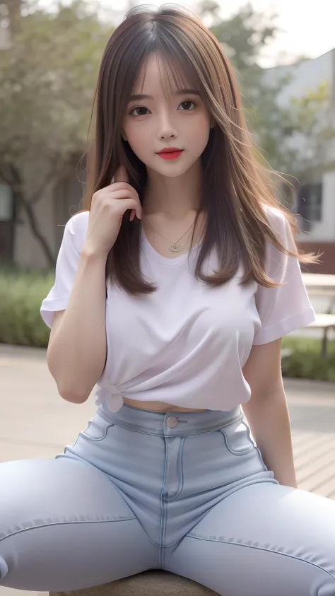 masterpiece,best quality,highly detailed,cinematic lighting,ray tracing,available light,film composition,CG,game cg, blunt bangs,extremely detailed eyes and face,prefect face,shiny skin,big eyes,Look at the audience,beautifly, very long hair, UHD,8k,light grey hair, (game cg),pink eyeshadow,  crew neck, scoop neck, corset,medium breasts,slimification, oval face,collarbone, star necklace,pink flower,<lora:10_nzkgood:0.5>,skinnyjeans,1girl,medium breasts, long hair, bangs, straight hair, tank top, outdoors, watery eyes, butterfly hair ornament, star necklace,  <lora:cuteGirlMix4_v10:0.4>, <lora:luckzs-maid:0.6> <lora:Euro-AmericanDollLikeness_V20:0.3>, full body, leg up,