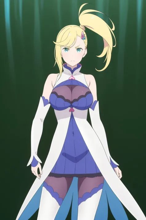 Minerva
<lora:MinervaV1:0.8>
1girl, blonde_hair, blue_eyes, boots, breasts, dress, earrings, full_body, hair_ornament, jewelry, long_hair, medium_breasts, side_ponytail, simple_background, solo, standing, thigh_boots, thighhighs, white_background, white_footwear