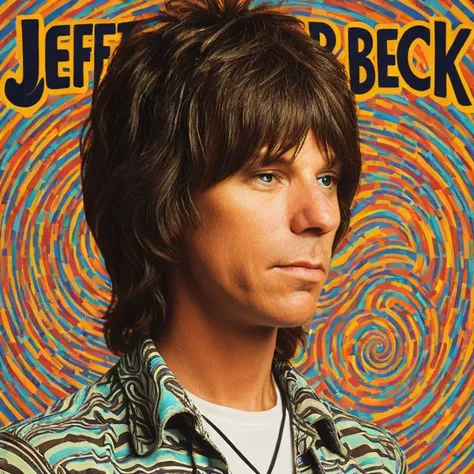 <lora:Harrlogos_v1.1:1> "JEFF BECK" text logo, 60's psychedelic poster of <lora:Jeff_Beck_SDXL:0.8> yJeff_Beck, in the style of Milton Glaser