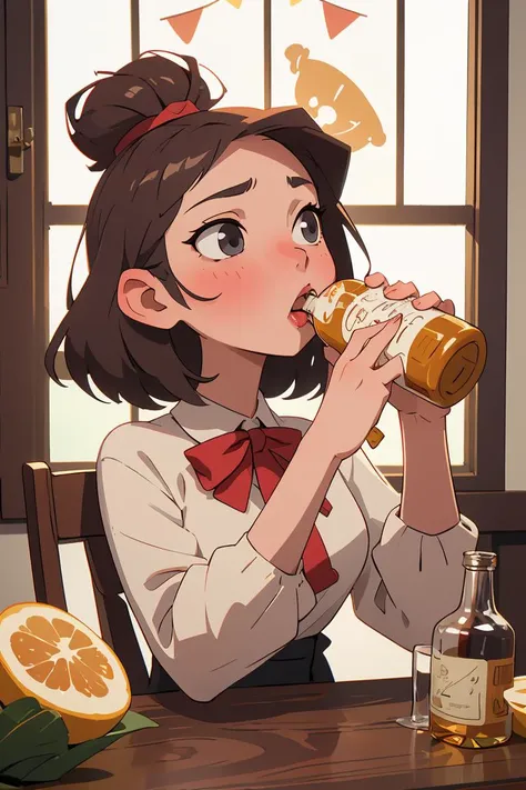 (masterpiece, best quality), 1girl, beautiful face, <lora:Chugging:1> Chugging, alcohol,