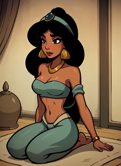 Jasmin(from aladdin), ripped dress, dirty, nipple, Sweating, pussy, dripping pussy, pubic hair, blushed, sexy, flirty face, NSFW