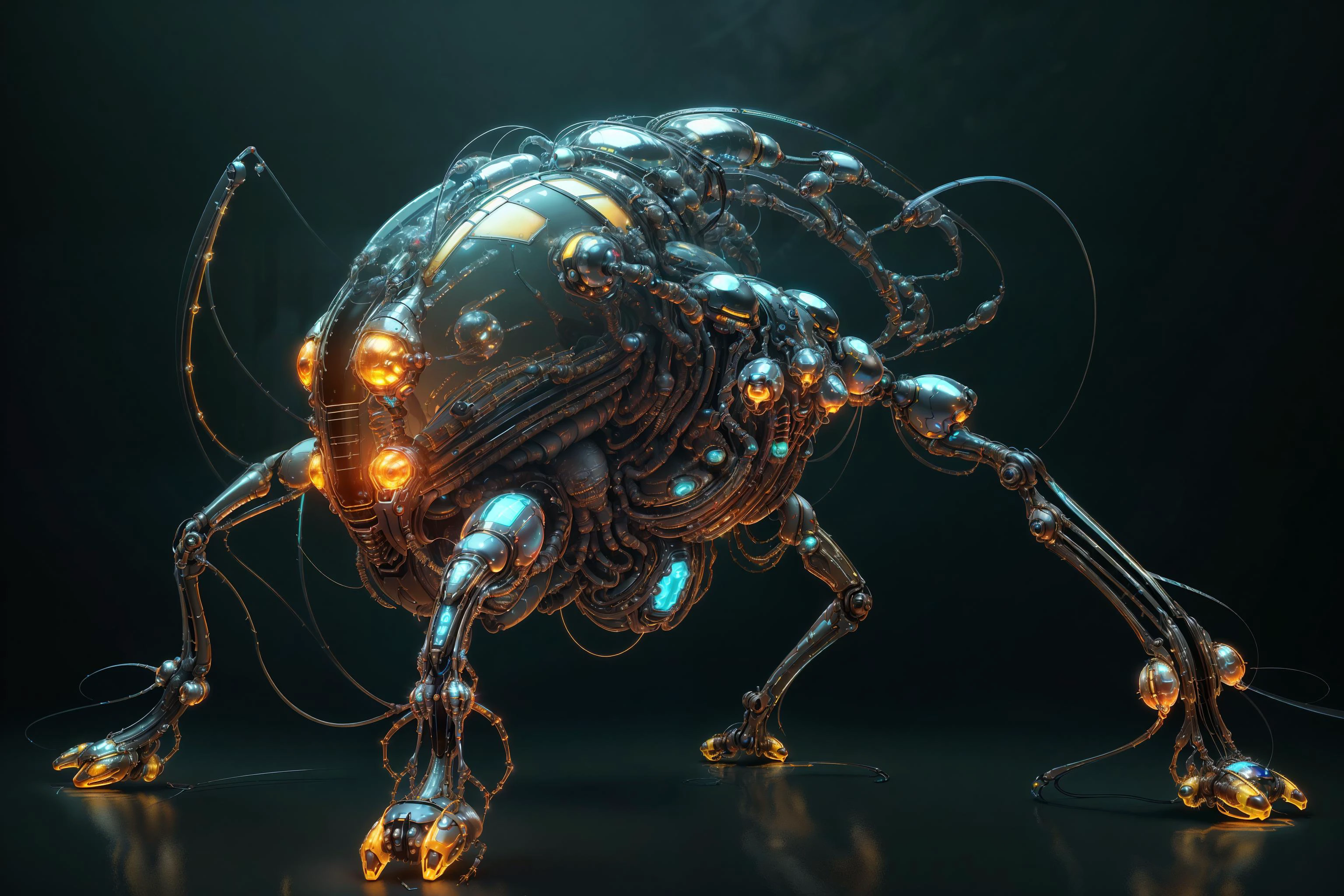 best quality photorealistic painting of a roach as a (futuristic mechanism nano-bot, elaborate high-tech design, sleek shiny chrome parts, smooth glossy plastic, glass panels, luminescent threads and whiskers and nerves:1.2) , ,
detailed, focused, 8k resolution, cinematic lighting, cinematic shot
<lora:reelmech1v2:0.4> <lora:BioPunkAI:0.4> < <lora:cyberhelmetv0.7:0.3>
<lora:to8contrast-1-5:0.6>