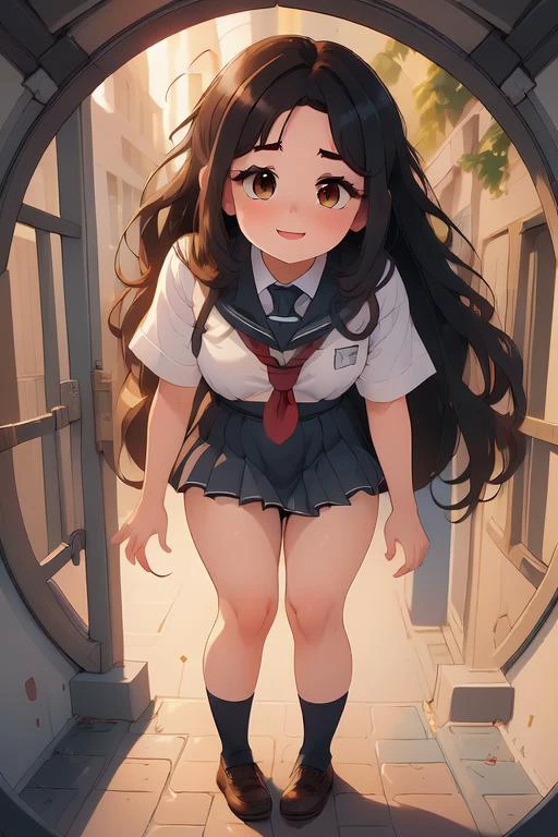 (masterpiece:1.4), high quality, high definition, sharp focus, detailed clothes, detailed body, detailed face, best quality, 4k, 8k, absurd resolution, intricate detail, detailed hands, detailed eyes, animation, illustration, highly detailed, highres, extremely detailed, <lora:ETO_OCC002:0.7> ETO_OCC, black hair, curly hair,longhair, thick eyebrows, <lora:hyperdenoiser_v090:0.6>, (looking at viewer:1.6), (plump:1.6), (curvy), (thick), (hazel eyes:1.3), (parted bangs:1.9), <lora:mesugaki-10:0.6>, smiling, smug, <lora:ETO_OC:0.3> ETO-OC, <lora:sensualface_type1:0.6>, seductive smile, <lora:perfetfingers:1>, pureerosface_v1, prettify, OverallDetail, Illust-InstaFilter, hotify, edgQuality, Earth-QualityPos, BodyPositive, Best_QualityPos, Knees on the floor, holding onto a bar, 1girl, breasts, skindentation, <lora:hyperrefiner_v090:0.6>, (full body:1.4), (school uniform:1.7), <lora:girllikewashingmachine:0.8> washing machine, laundry, putting clothes, fisheye lens, ribbon, camisole, cardigan washing machine, laundry, putting clothes, fisheye lens, ribbon, camisole, cardigan