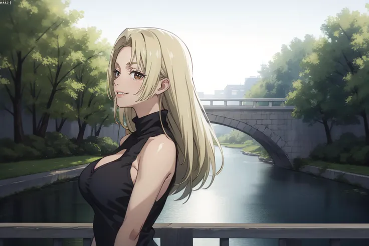 masterpiece, best quality, illustration, ray tracing,
YukiTsukumo, 1girl, solo, long hair, looking at viewer, smile with teeth, blonde hair, brown eyes, large breast, sleeveless, cleavage, denim, backlighting, sleeveless turtleneck, outdoors, bridge, side view, wind blows hair
<lora:add_detail:0.5> <lora:YukiTsukumo:0.6>