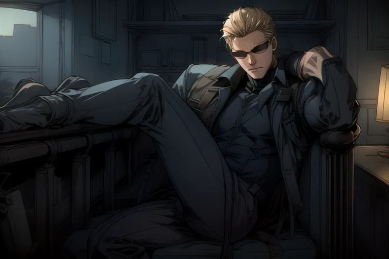 (Albert Wesker:1.4), highly detailed, highres, extremely detailed, detailed background, perfect eyes, perfect face, high quality, detailed face, anime, best quality, masterpiece, 4k, 8k, absurd resolution, cinematic lights, intricate detail, detailed hands, detailed eyes, animation, illustration, back combed hair, (blonde hair:1.4), combed back, hair back, short hair, comb back hair, (1man), back comb haircut, mature male, looking at viewer, shades, sunglasses, 1boy, black shirt, black trench coat, high definition, sharp focus, <lora:neg4all_bdsqlsz_V3.5:1>, OverallDetail, deep shadow, dimly lit, shade, animification, <lora:dreamlookai_lora_db_bb89d853_ckp_9966b693_step_3000_Wesker:0.7> wesker, <lora:Hiroyuki Kitazume:0.4>, edgQuality, Illust-InstaFilter, <lora:beard_slider_v10:-3>, <lora:gender_slider_v1:-4>, Best_QualityPos, Earth-QualityPos, BodyPositive, prettify, hotify, slick back hair, <lora:AlbertWeskerRE:0.5> AlbertWeskerRE, <lora:neg_bdsqlsz_V2:1>, pureerosface_v1, <lora:hyperdenoiser_v090:0.6>, <lora:hyperrefiner_v090:0.6><lora:REAlbertWesker:0.6> REAlbertWesker, ah1,<lora:add_detail:1>, kicking,