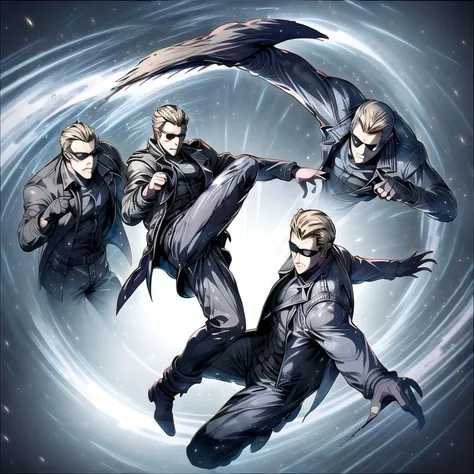 (Albert Wesker:1.4), highly detailed, highres, extremely detailed, detailed background, perfect face, high quality, detailed face, anime, best quality, masterpiece, 4k, 8k, absurd resolution, cinematic lights, intricate detail, detailed hands, animation, illustration, (blonde hair), short hair, (1man), mature male, shades, sunglasses, 1boy, black shirt, black trench coat, high definition, sharp focus, OverallDetail, deep shadow, dimly lit, shade, animification, <lora:dreamlookai_lora_db_bb89d853_ckp_9966b693_step_3000_Wesker:0.7> wesker, <lora:Hiroyuki Kitazume:0.4>, <lora:beard_slider_v10:-3>, <lora:gender_slider_v1:-4>, slick back hair, <lora:AlbertWeskerRE:0.5> AlbertWeskerRE, <lora:hyperdenoiser_v090:0.6>, <lora:hyperrefiner_v090:0.6>, <lora:REAlbertWesker:0.4> REAlbertWesker, ah1,<lora:add_detail:1>, <lora:high_kick003:0.6> (high kick), kicking, (fighting stance), (leg up), (spread legs),
