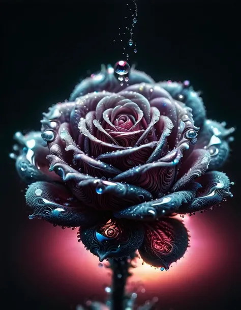 macro photo, sparkling magical fantasy glass rose dewdrop, very detailed, amazing quality, intricate, cinematic light, highly detail, beautiful, surreal, dramatic, galaxy fantasy colors <lora:ral-cnvctncrnts:1> ral-cnvctncrnts