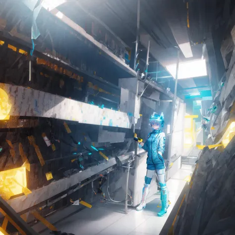 1girl, masterpiece, volumetric lighting, (extremely detailed CG:1.3), illustration, 
((futuristic clothing, astronaut helmet), (glowing visor:1.3), neon highlights, zero gravity hair, (alien race), star map tattoo, space suit, (floating holographic display), multi-tool arm gadget, ((futuristic boots)), binary code necklace, galaxy-themed leggings, high tech wristband:0.8), (mature face:1.2),