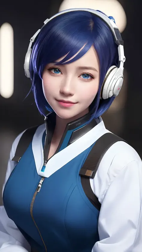 (masterpiece:1.2), (best quality:1.2), (ultra highres:1.2) ,(8k resolution:1.2),(sweet smile: 1.2),(portrait:1.5),
sci-fi,girls frontline,near future,Space travelling,
1 woman,blue hair,short hair, blue eyes,flat chest,
<lora: Safed V2:0.35>, Safed,<lora:koreanDollLikeness_v20:0.35>