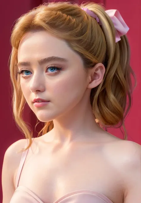 ((masterpiece)), (best quality), perfect anatomy, highres, detailed, (8k), photorealistic,  best quality, ultra highres,
kathrynnewtonv1, 1girl, solo, realistic, blonde hair, bow, looking at viewer, ponytail, simple background, upper body, white background, lips, hair bow, pink bow, eyelashes
<lyco:kathryn_newton_lycor_02-000003:1.0>