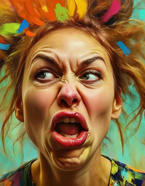 portrait, close up of a Funky ral-grmce, making a face, silly, she is Dancing, close-up, <lora:ral-grmce-sdxl:0.7>, epic, confident, contemporary fine detail, illustrious, excellent composition, highly intricate, vivid colors, extremely rich detail, dynamic dramatic atmosphere