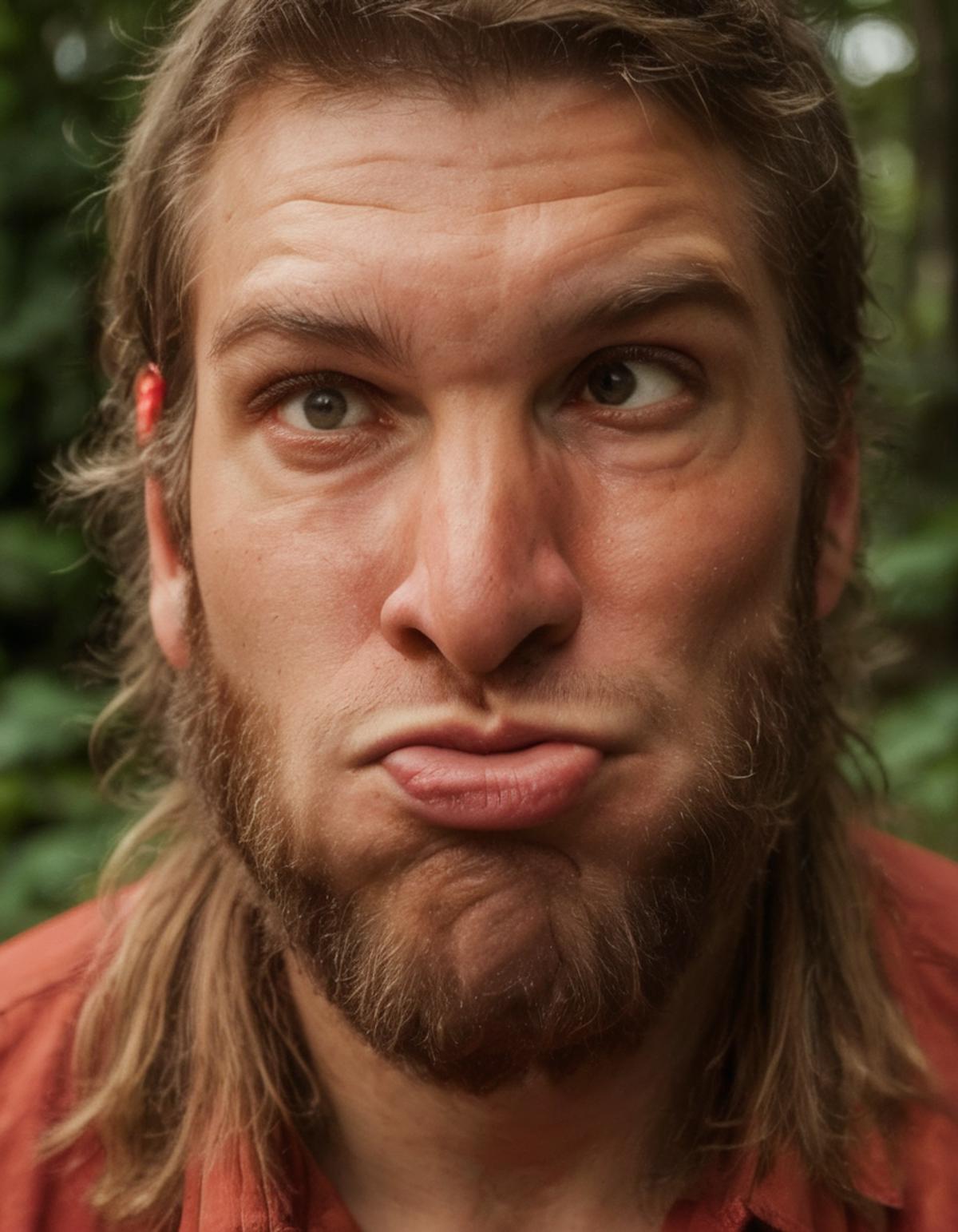 There is a man with long hair and a beard looking at the camera - SeaArt AI