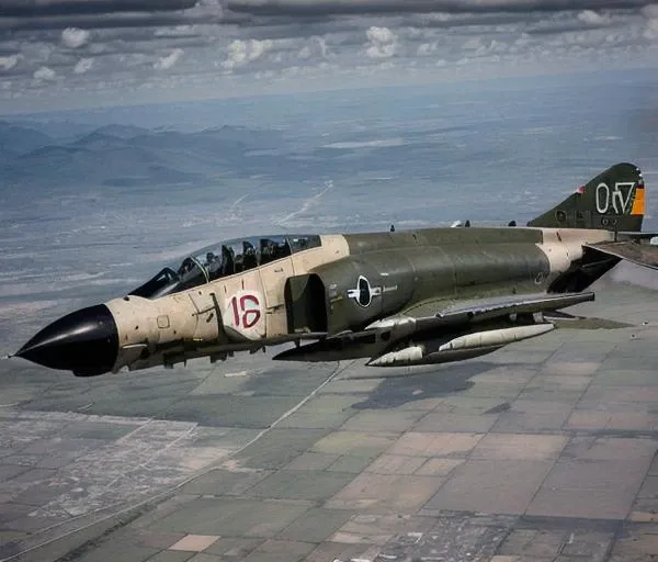analog gloomy aerial photo of a F-4 phantom, city ruins, High Detail, Sharp focus, (photorealism), realistic, best quality, 8k, award winning, dramatic lighting, epic, cinematic, masterpiece, rim light, action movie, war, <lora:F-4 Phantom:0.58>
