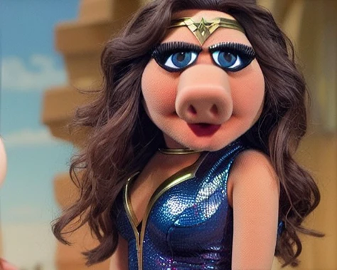 ASCIIA photo of Gal Gadot as a muppet, very detailed, clean, high quality, sharp image, ,Saturno Butto