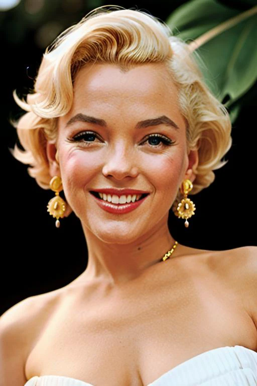 closeup photography, sexy MM<lora:MM:1>, short hair, blonde hair, medium breast, smiling, looking at viewer, full body, luxury house, jewlery, golden earings, white dress, hyperealistic
