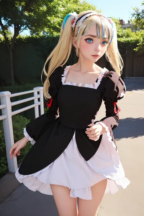 (masterpiece, best quality), 1girl, <lora:kobato hasegawa s2-lora-nochekaiser:1> kobato hasegawa, long hair, blonde hair, red eyes, blue eyes, (heterochromia:1.5), two side up, dress, hairband, frills, long sleeves, puffy sleeves, juliet sleeves, (black dress:1.3),