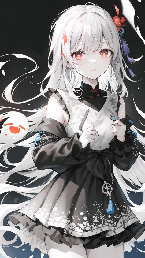 {{{{masterpiece}}}}, {{{hyper detailed}}}, {{{highres}}}, {{good anatomy}}, (((best quality))), ((an extremely delicate and beautiful)), {{an extremely detailed and delicate}}, {8k cg wallpaper}, {{illustration}}, (greyscale with colored background:1.1), ray tracing, bokeh, black background, (splattered ink:1.3), 1girl, solo, hu tao(genshin impact), boo tao, symbol shaped pupils, hiten1, <lora:hutao_v2:1>