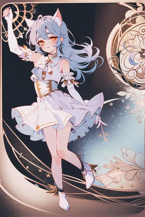 Woman in short skirt holding magic wand and star, Lolita in a skirt, Popular on artstation pixiv, Ink art animation , Clean and detailed anime art, Highest rated on pixiv, Popular topics on pixiv, Digital art on pixiv, Detailed key animation art, beautiful anime artwork, Popular on cgstation, Cute anime girl in a beautiful skirt