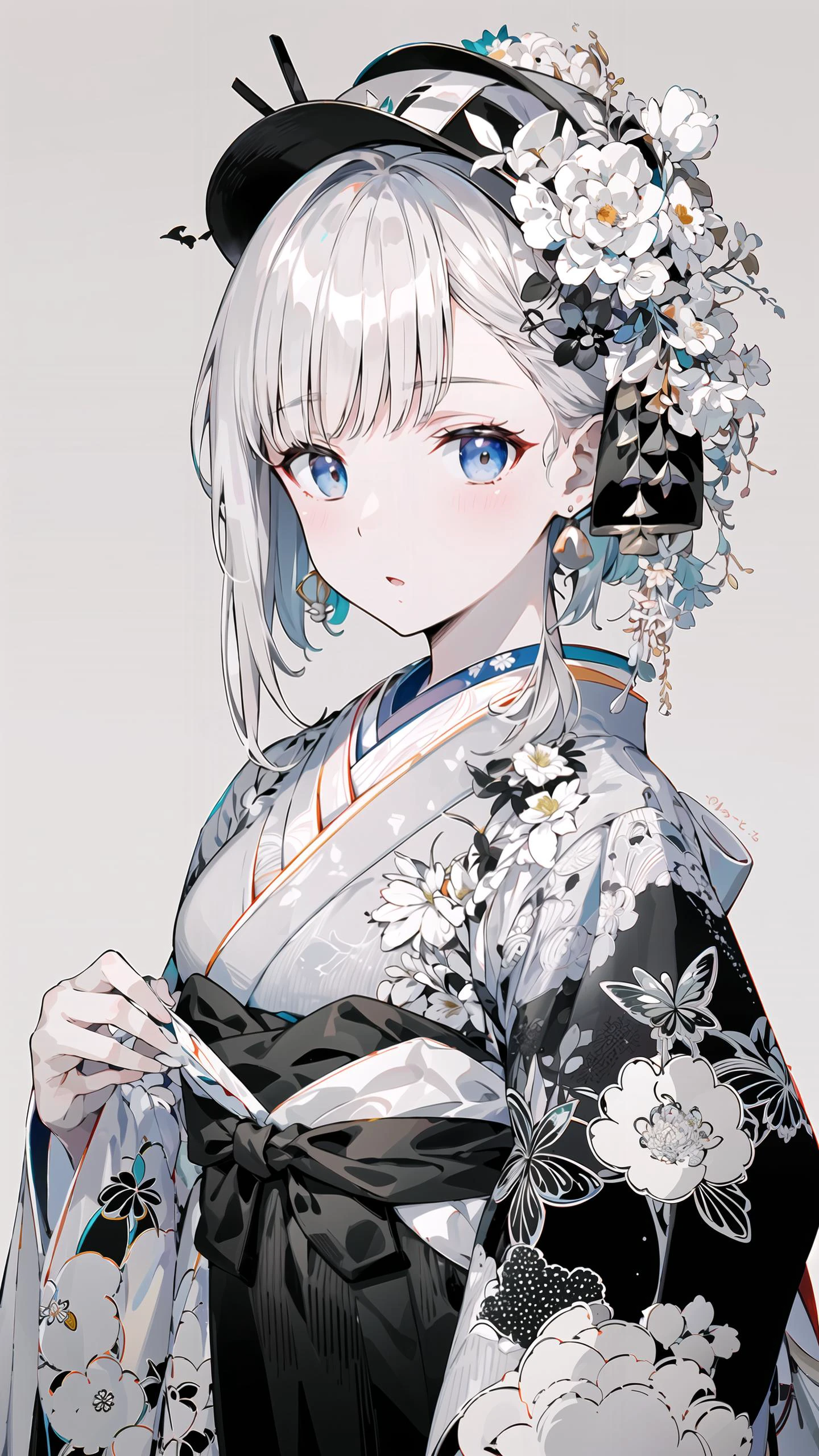{{{{masterpiece}}}}, {{{hyper detailed}}}, {{{highres}}}, {{good anatomy}}, (((best quality))), ((an extremely delicate and beautiful)), {{an extremely detailed and delicate}}, {8k cg wallpaper}, {{illustration}}, (greyscale with colored background:1.05), (white and black background:1.1), flowers, (chromatic aberration:1.2), upper body, mature female, (1girl:1), solo, oiran, (japanese clothes:1.2), (pale face:1.2), medium breasts, hiten1, <lyco:fuzi-loha-v2a:0.3> <lora:Oiran:0.7>