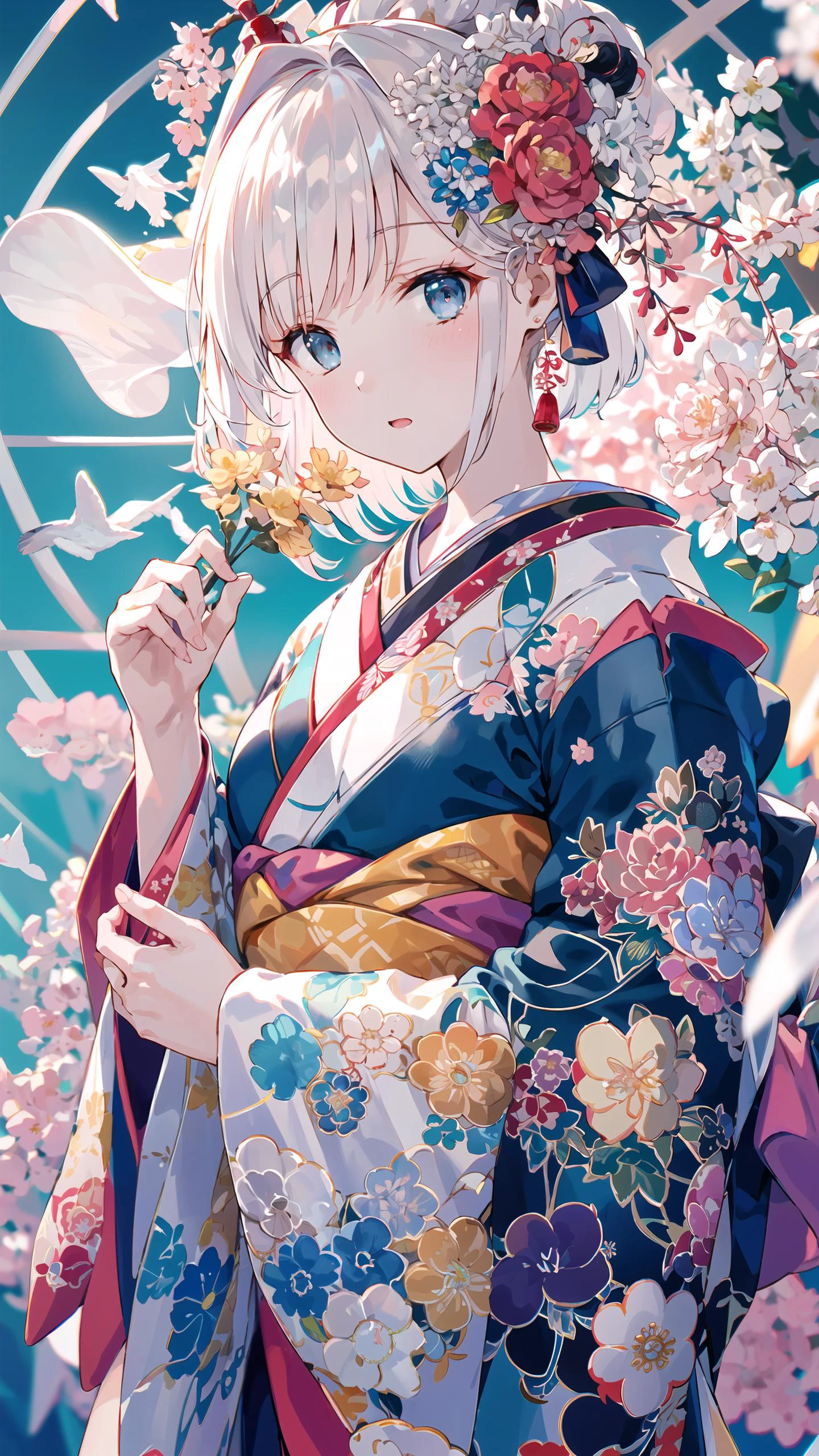 {{{{masterpiece}}}}, {{{hyper detailed}}}, {{{highres}}}, {{good anatomy}}, (((best quality))), ((an extremely delicate and beautiful)), {{an extremely detailed and delicate}}, {8k cg wallpaper}, {{illustration}}, (greyscale with colored background:1), white and black background, (chromatic aberration:1.2), upper body, mature female, (1girl:1), solo, oiran, (japanese clothes:1.2), medium breasts, hiten1, <lyco:fuzi-loha-v2a:0.4> <lora:Oiran:0.7>