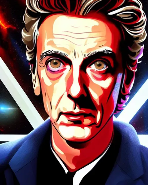 Peter Capaldi as Doctor Who, drawn perfectly in the style of sda <lora:SDA-style_V15_Reged:0.8>, large perfectly drawn eyes