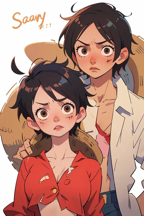 (masterpiece, best quality), 1girl, beautiful face, <lora:monkey_d_luffy:1> monkey_d_luffy, straw hat, scar, scar under eye, genderswap, brown eyes, open shirt