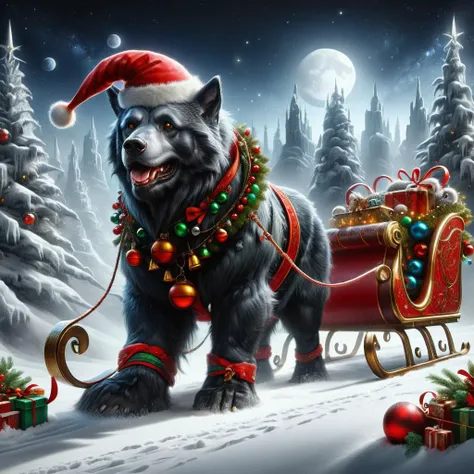 hyper detailed masterpiece, dynamic, awesome quality,santasleigh, |volatile,organized,traditional crafts,calm,well-functioning,supportive,phantom,confusing,blackened, <lora:ral-santasleigh:1>