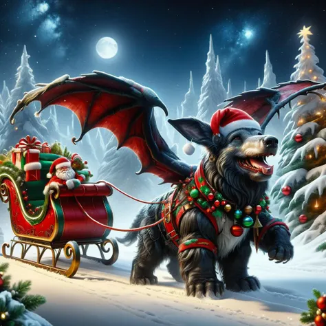 hyper detailed masterpiece, dynamic, awesome quality,santasleigh, |irregular,eco-friendly,panoramic, <lora:ral-santasleigh:1>