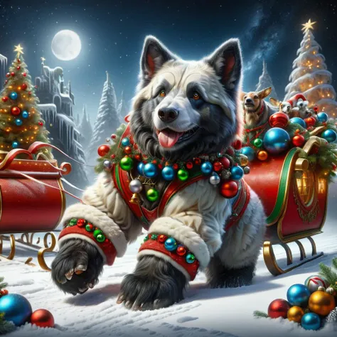 hyper detailed masterpiece, dynamic, awesome quality,santasleigh, |bubbling,frenetic, <lora:ral-santasleigh:1>