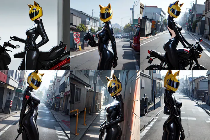 celty, 1girl, female, standing, helmet, bodysuit, black bodysuit, motorcycle helmet, biker clothes, animal ears, bikesuit, leather, breasts, side view, looking to the side, <lora:celtySturlusonDurarara_v1:0.7>, extremely detailed cg unity 8k wallpaper, cinematic detailed realistic background, masterpiece, best quality, highres, delicate, masterpiece, beautiful detailed, colourful, finely detailed, intricate details, ultra-detailed, (detailed_face:1.3), beautiful detailed eyes, dynamic light