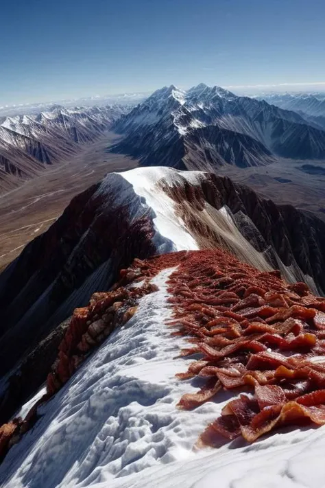 sizzling bacon on top of mount everest
